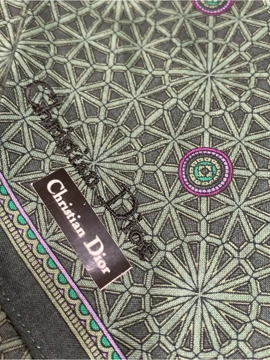 Christian Dior Green Geometric Handkerchief - Picture 1 of 17